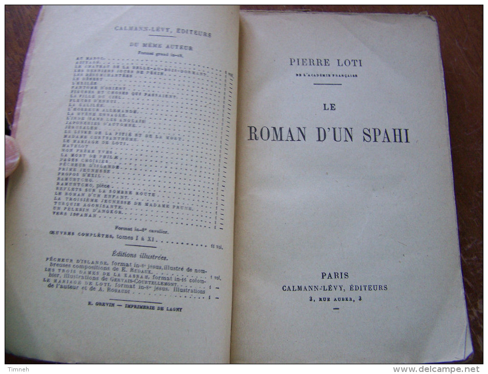 LE ROMAN D UN SPAHI Par Pierre LOTI 1922 CALMANN LEVY 95e édition - Historique