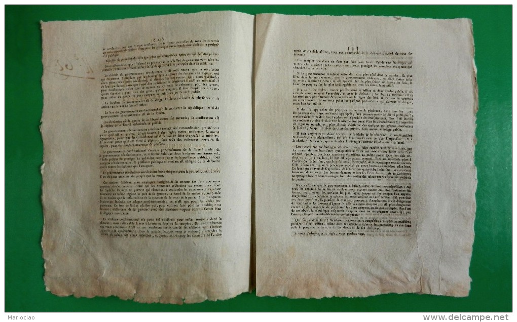 D-FR ROBESPIERRE 1793 Rapport Sur Les Principes Du Gouvernement Revolutionnaire - Historische Dokumente