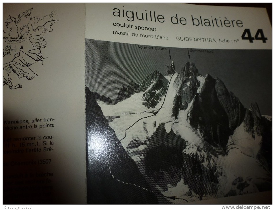 MASSIF Du MONT-BLANC  Fiche 44 éditée Par Compagnie Des Guides De Chamonix : AIGUILLE DE BLAITIERE (couloir Spencer) - Other & Unclassified