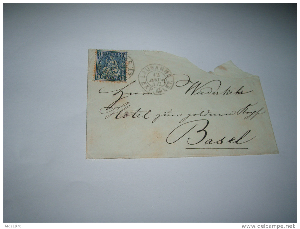 PETITE ENVELOPPE UNIQUEMENT DE 1868 A VERIFIER. / LAUSANNE A BASEL / CACHETS + TIMBRE. - Lettres & Documents