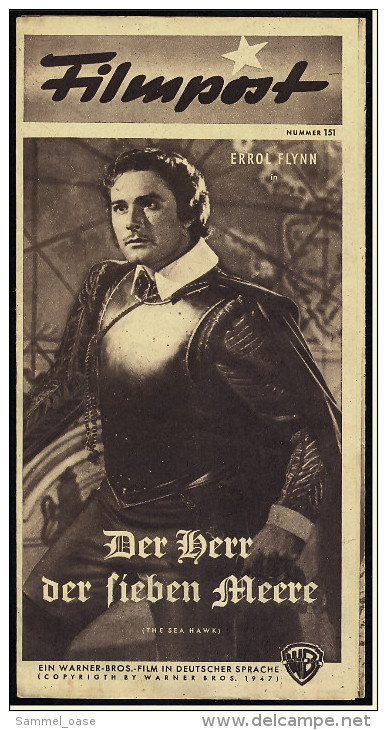 "Filmpost" "Der Herr Der Sieben Meere" Mit Erol Flynn , Claude Rains  -  Filmprogramm Nr. 151 Von Ca. 1948 - Autres & Non Classés