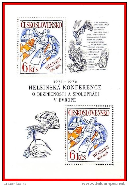 CZECHOSLOVAKIA 1976 EUROPA CONFERENCE M/S Sc#2076 MNH - Blocks & Sheetlets