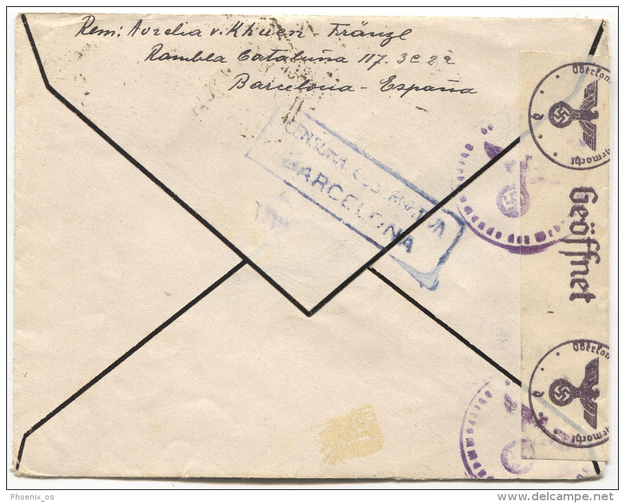 Spain, WW2, Barcelona, 1941. Germany OKW Censura, Air Mail - Militärpostmarken