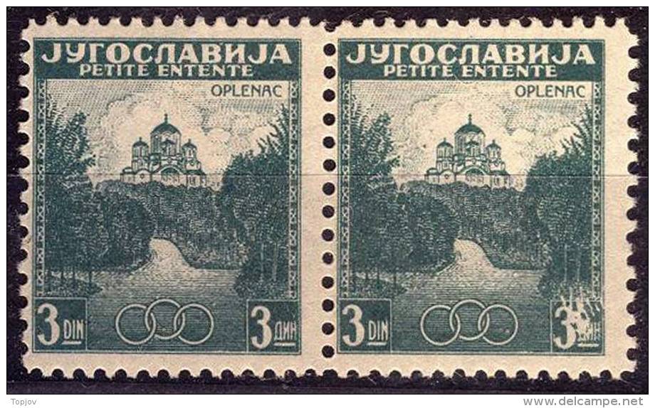 YUGOSLAVIA - JUGOSLAVIA -  ERROR  In Pair - EUROPA  ANTANTA - CHURCH  OPLENAC   - **MNH - 1937 - Unused Stamps