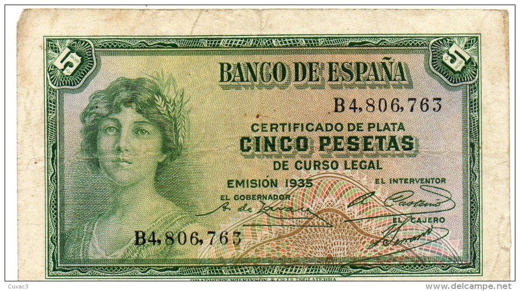 ESPAGNE - 5 Pesetas 1935 - 5 Peseten