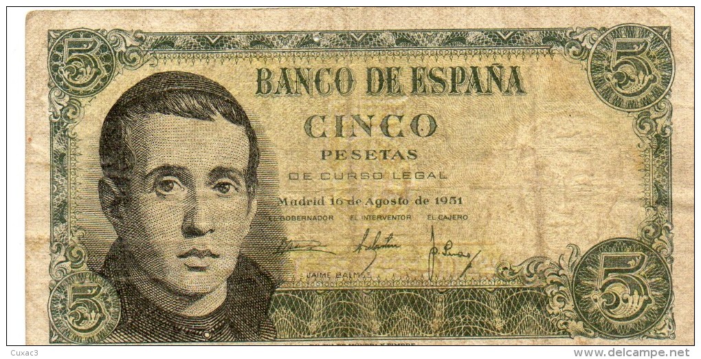 ESPAGNE - 5 Pesetas 1951 - 5 Pesetas