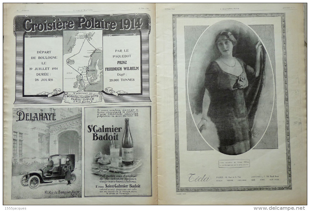 ILLUSTRATION N° 3720 / 13-06-1914 RIBOT BIPLAN TAZA CRINILINE VERA-CRUZ EMPRESS OF IRELAND ALEXANDRIE S. LENGLEN NANCY