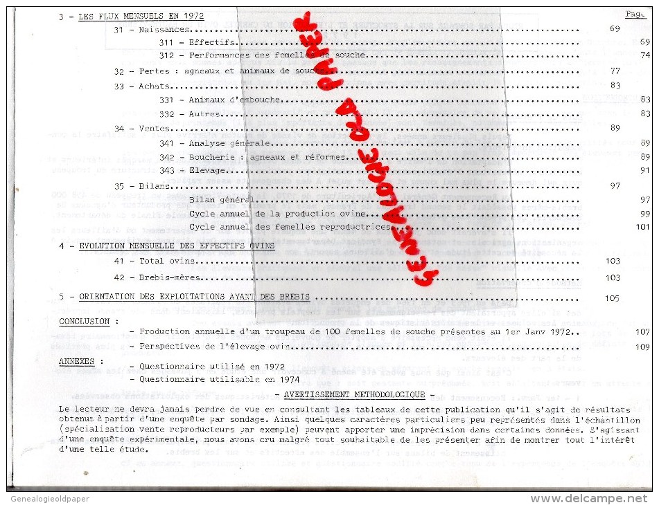 87 - LE CHEPTEL OVIN 1973- MINISTERE AGRICULTURE - HAUTE VIENNE - DENARDOU J-P- AUBISSE G.- G. CARNIS - Limousin