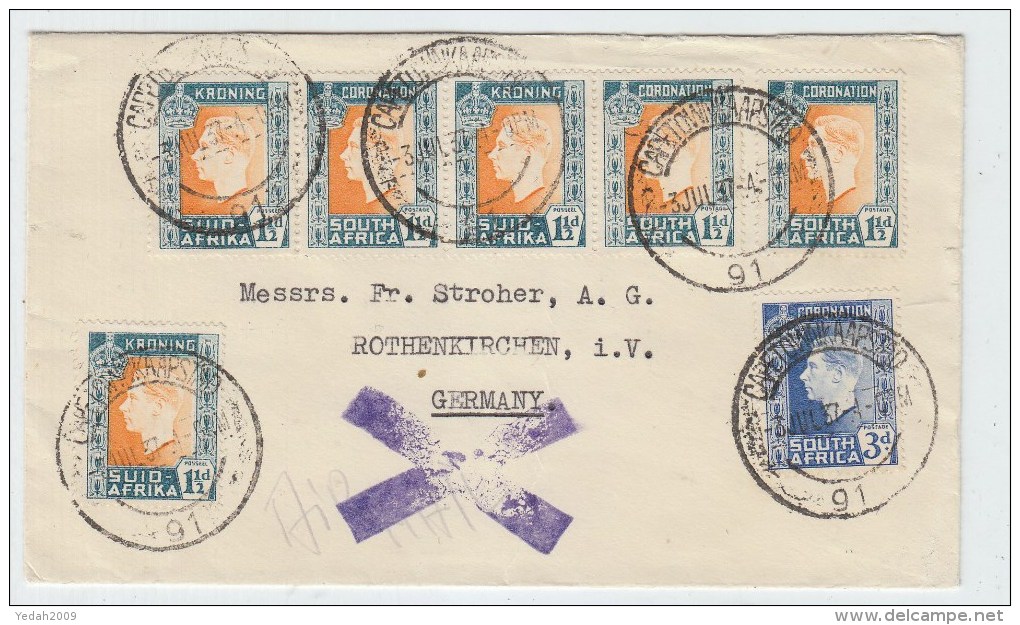 South Africa/Germany REGISTERED COVER 1937 - Other & Unclassified