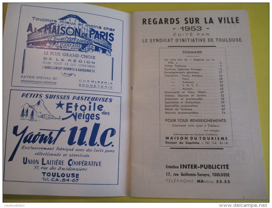 Guide Répertoire Du Tourisme / Regards Sur La Ville De Toulouse/1953    PGC73 - Turismo