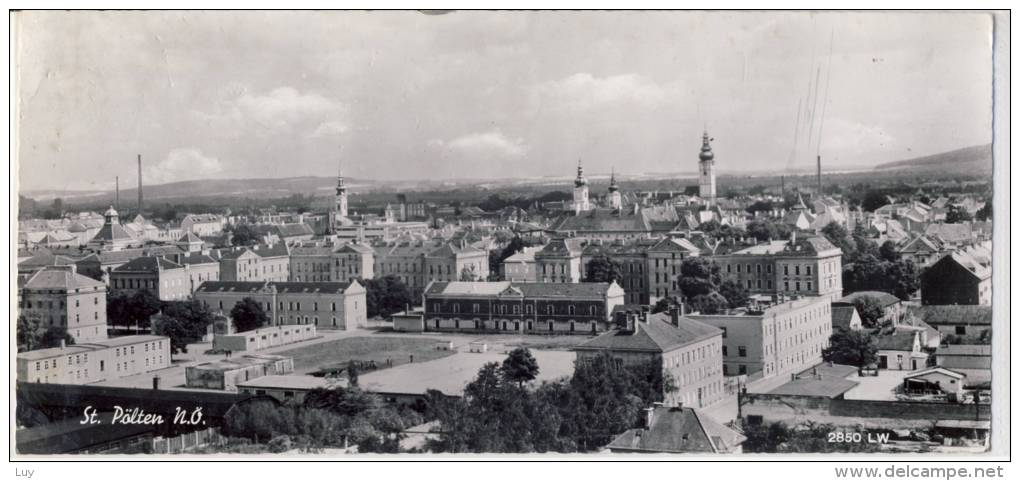 ST. PÖLTEN NÖ  Panorama  Lang-Weltpostkarte    Spezial Format - St. Pölten