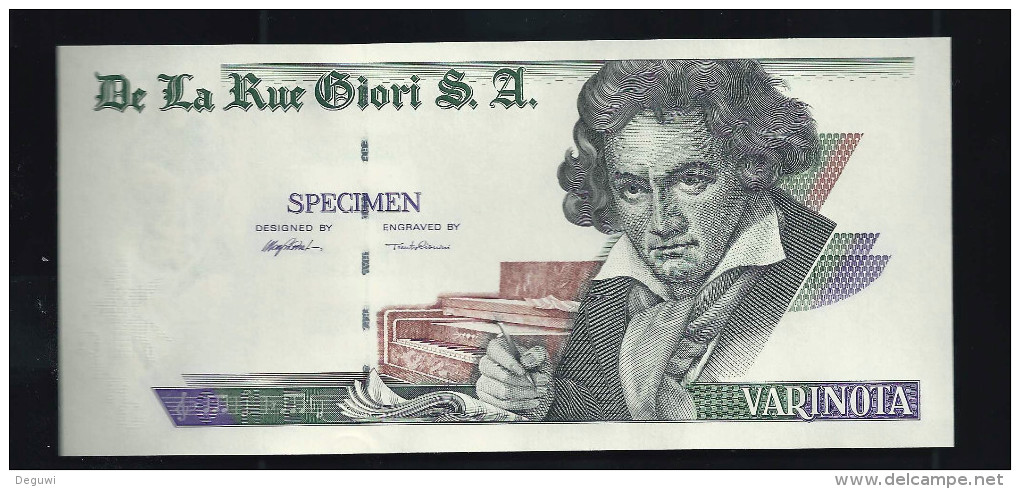 Echantillon DE LA RUE "Beethoven - Type M", Testnote Mit Intaglio, Eins. Druck, RRR, UNC, Louisenthal, SPECIMEN, Wz - Sonstige – Europa