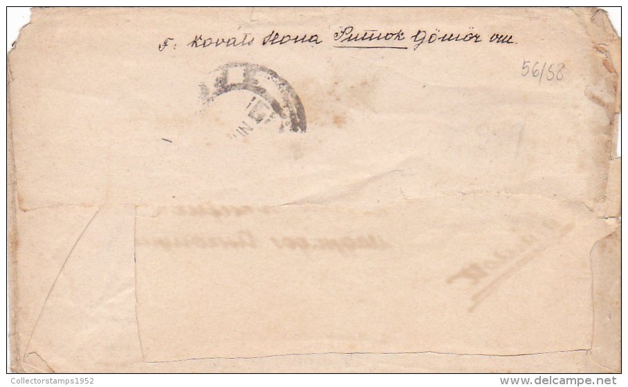 119A COVERS CENSORED MISKOLCZ,REGISTRED LABELS PUTNOK , FRAGMENT HUNGARY. - Covers & Documents