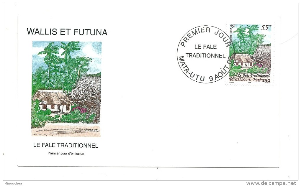 FDC Wallis Et Futuna - Le Fale Traditionnel - Oblitération 09/08/2002 Mata-Utu (1er Jour) - FDC