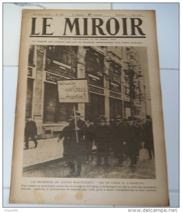 Le Miroir De La Guerre 1919 No 288-Paris Fête Victoire-Catastrophe Pont Fribourg-Bourreau De 40.000 Arméniens-Acrobaties - Francese