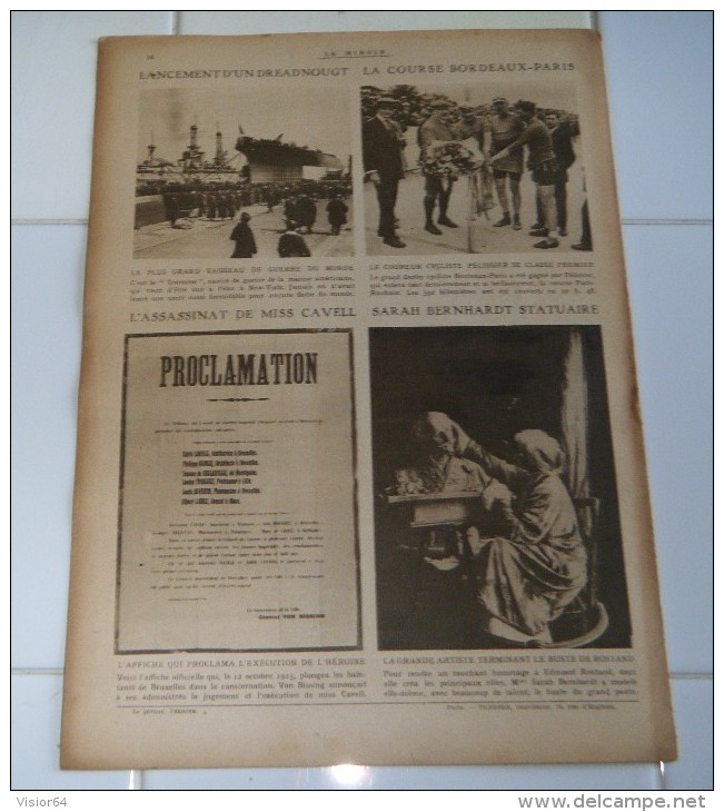 Le miroir de la guerre 1919 No 288-Paris Fête victoire-Catastrophe pont Fribourg-Bourreau de 40.000 arméniens-Acrobaties