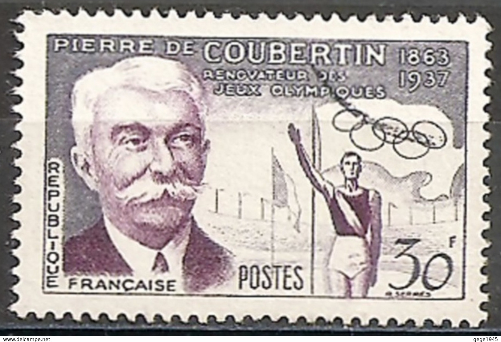 France  1956  Oblitéré  N° 1088   Pierre De Coubertin - Oblitérés