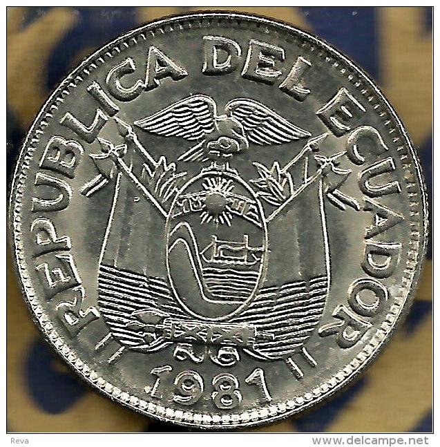 ECUADOR 1 SUCRE MAN HEAD LAUREL LEAVES FRONT EMBLEM BACK 1981 KM83 VF READ DESCRIPTION CAREFULLY!!! - Ecuador