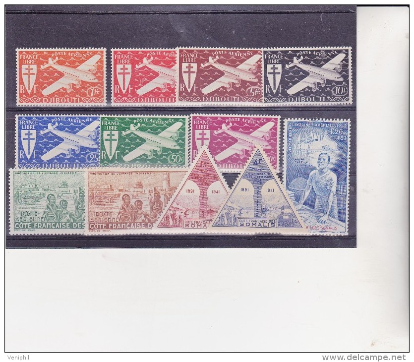 COTE DES SOMALIS -POSTE AERIENNE N° 1 A 12 -NEUF X COTE : 19,10 € - Unused Stamps