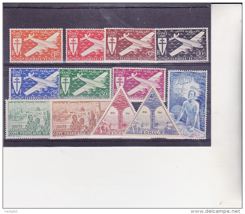 COTE DES SOMALIS -POSTE AERIENNE N° 1 A 12 -NEUF X COTE : 19,10 € - Nuovi