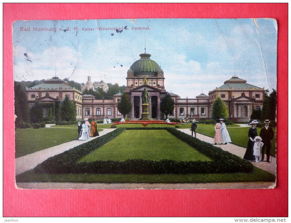 Keiser Wilhelmsbad U Denkmal - Bad Homburg Vor Der Höhe - Old Postcard - Germany - Circulated In Germany 1912 - Bad Homburg
