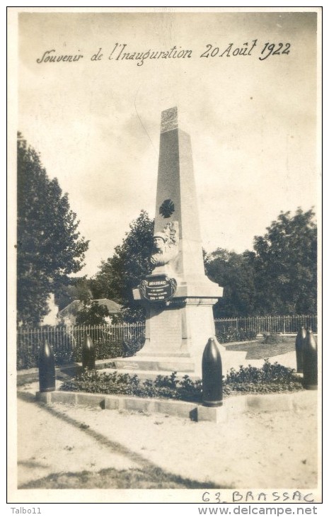 Brassac Carte Photo  - Souvenir De L'inauguration Du Monument Aux Morts Du 22 Août 1922 - Autres & Non Classés