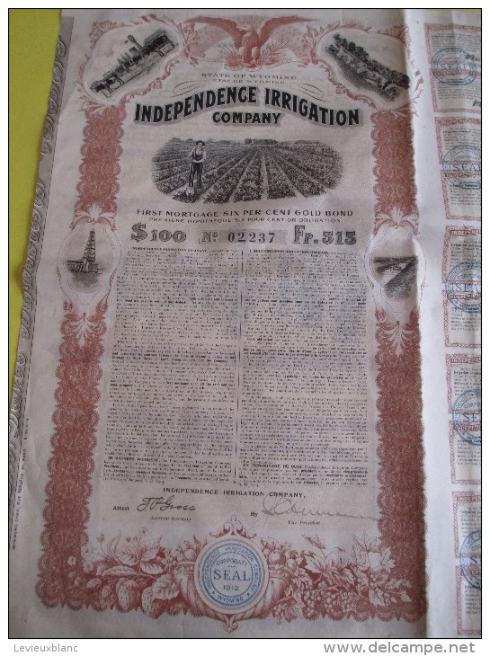 USA/ State Of Wyoming/ Independence Irrigation Company/Hypothéque Six Pour Cent Or Obligation/1912     ACT85 - Landwirtschaft