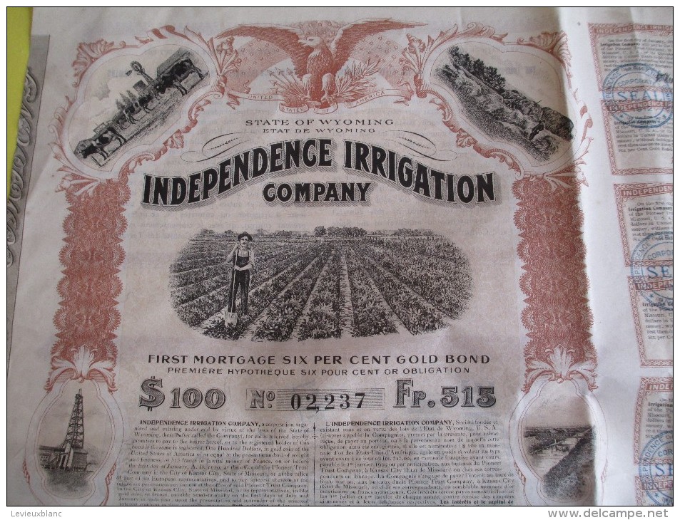 USA/ State Of Wyoming/ Independence Irrigation Company/Hypothéque Six Pour Cent Or Obligation/1912     ACT85 - Agriculture