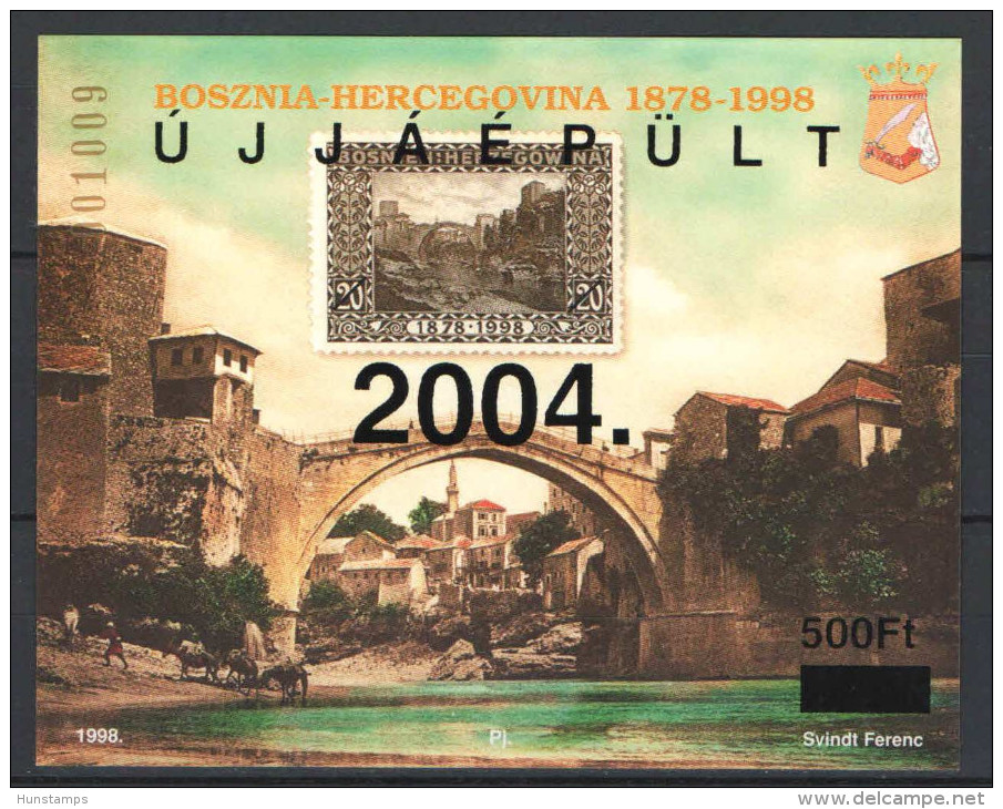 Hungary 2004. Bosnia - Herzegovina / Bridge OVERPRINT Sheet Special Catalogue Number: 2004/31 - Commemorative Sheets