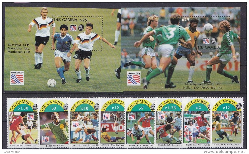 The Gambia 1994 Football World Cup USA  8v + 2 M/s ** Mnh (17256) - 1994 – USA