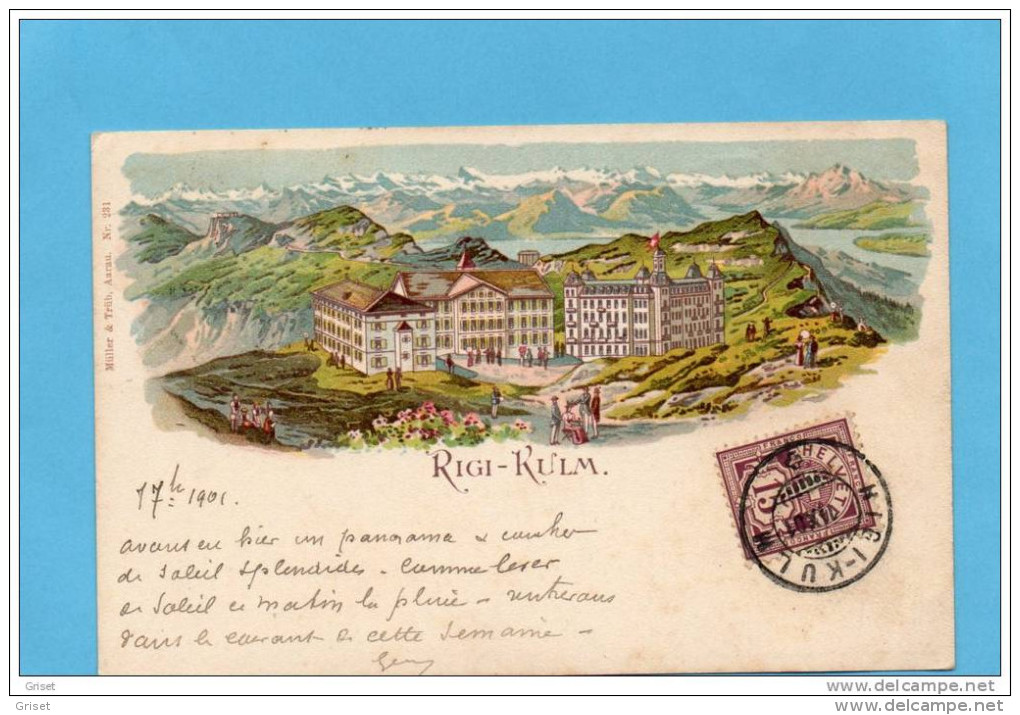 RIGI-KULM-- SUPERBE Illustration De L'hotel Et Des Montagnes-A Voyagé En 1901-édition Mulle &Trüb - Altri & Non Classificati