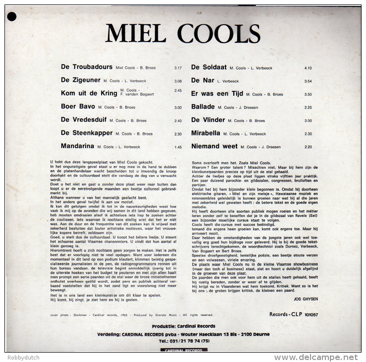 * LP *  MIEL COOLS - ZIJN 14 BESTE (Belgium 1965 EX-!!!) - Autres - Musique Néerlandaise