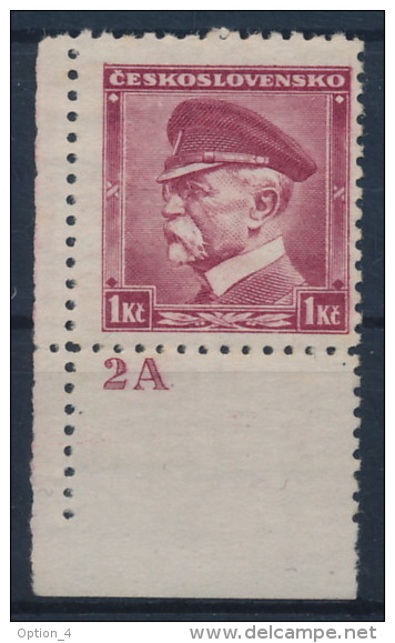 Czechoslovakia 1935 Mi 350 Masaryk Plate Planche Platte "2A" MNH - Ungebraucht