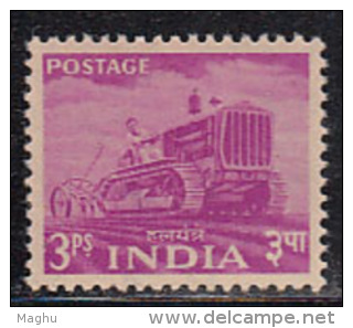 India MNH 1955, 3ps Tractor, Five Year Plan Series, Transport, Agriculture Farming, - Unused Stamps