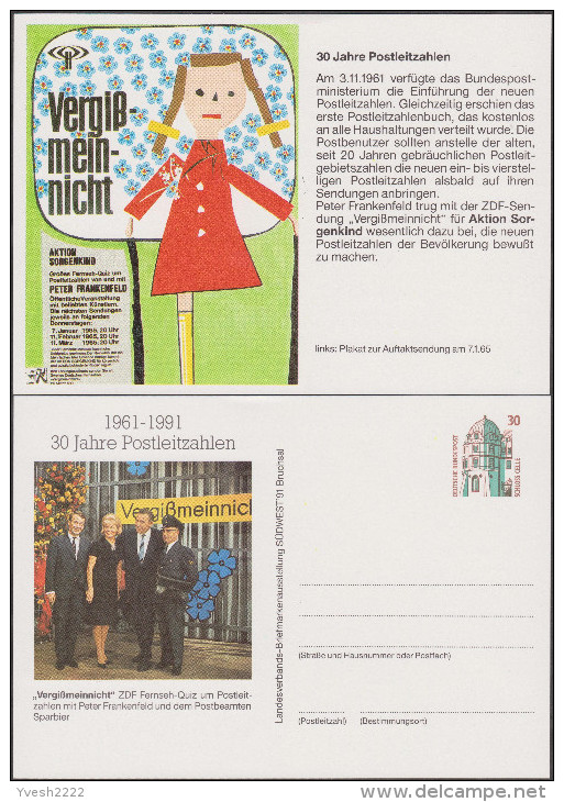 Allemagne 1990. Privatganzsache, Entier Postal Timbré Sur Commande. 30 Ans Du Code Postal. Fille Unijambiste, Dessin - Behinderungen