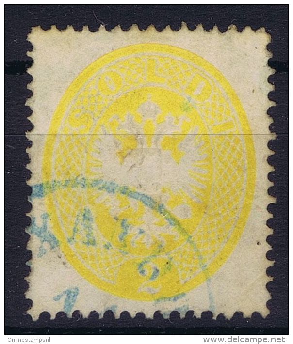 Austria Lombardo Veneto 1863 Nr 14 Blau Entwertung Ferchenbauer Cat Value &euro; 950 - Lombardo-Venetien