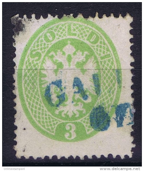 Austria Lombardo Veneto 1863 Nr 15 Used Blau Entwertung Ferchenbauer Cat Value &euro; 1100, Blac Pot At Top Left - Lombardo-Veneto