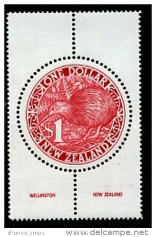 NEW ZEALAND - 1988  $ 1 ROUND KIWI RED  MINT NH - Unused Stamps