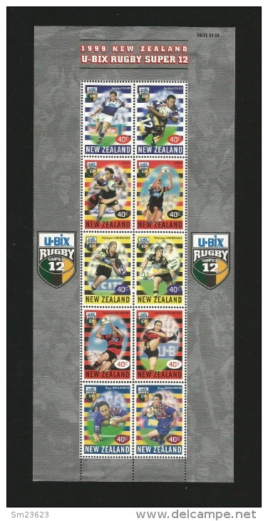 New Zealand 1999  Mi.Nr. 1758 / 1767 , New Zealand U-BIX Rugby Super 12 - 10 Er Sheet - Postfrisch / MNH / Mint / (**) - Ongebruikt