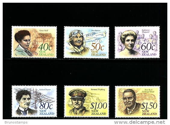 NEW ZEALAND - 1990  HERITAGE ACHIEVERS  SET MINT NH - Ongebruikt