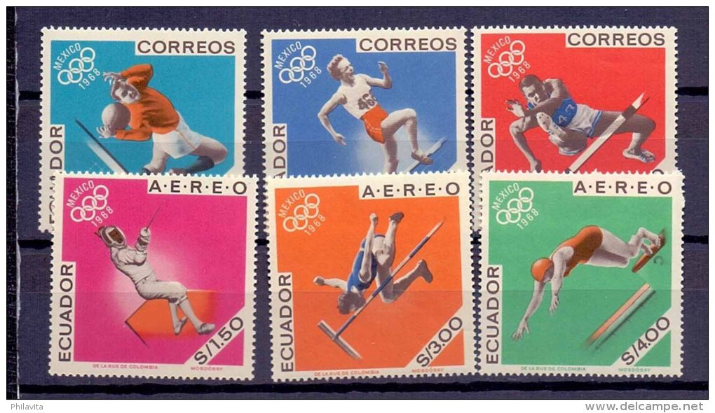 1967 Ecuador - Olympics Games In Mexico - 6 V Paper - MNH** MI 1325/1330 KW 7 Mie - Ecuador