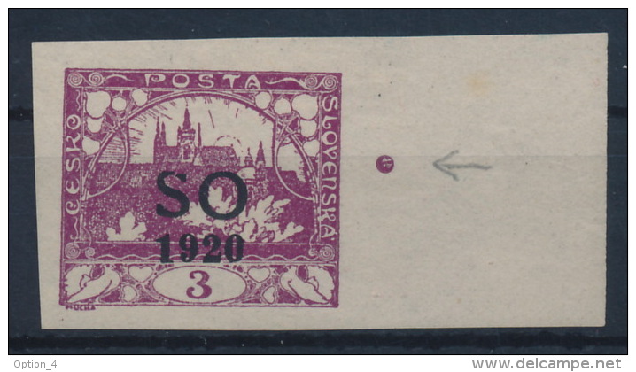 *Czechoslovakia East Silesia Ostschlesien 1920 Michel 2A Margin Point MH - Neufs