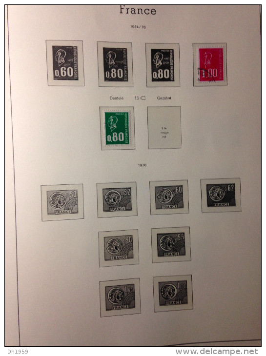 OBLITERES FRANCE 1960-1977 OCCASION LEUCHTTURM  RELIURE VERTE + env 93 FEUILLES PREIMPRIMEES