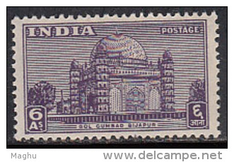 6as India MH Archaeological Series, 1949 Tomb Of Md Adil Shah, Gol Gumbad Bijapur, Islam Architecture Monument, - Unused Stamps