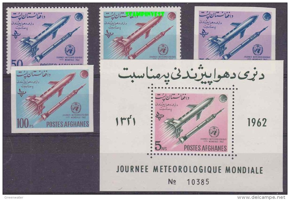 Afghanistan 1962 Meteorological Day, Space, Rockets 2v Perf+imperforated + M/s Perforated ** Mnh (17285) - Asia
