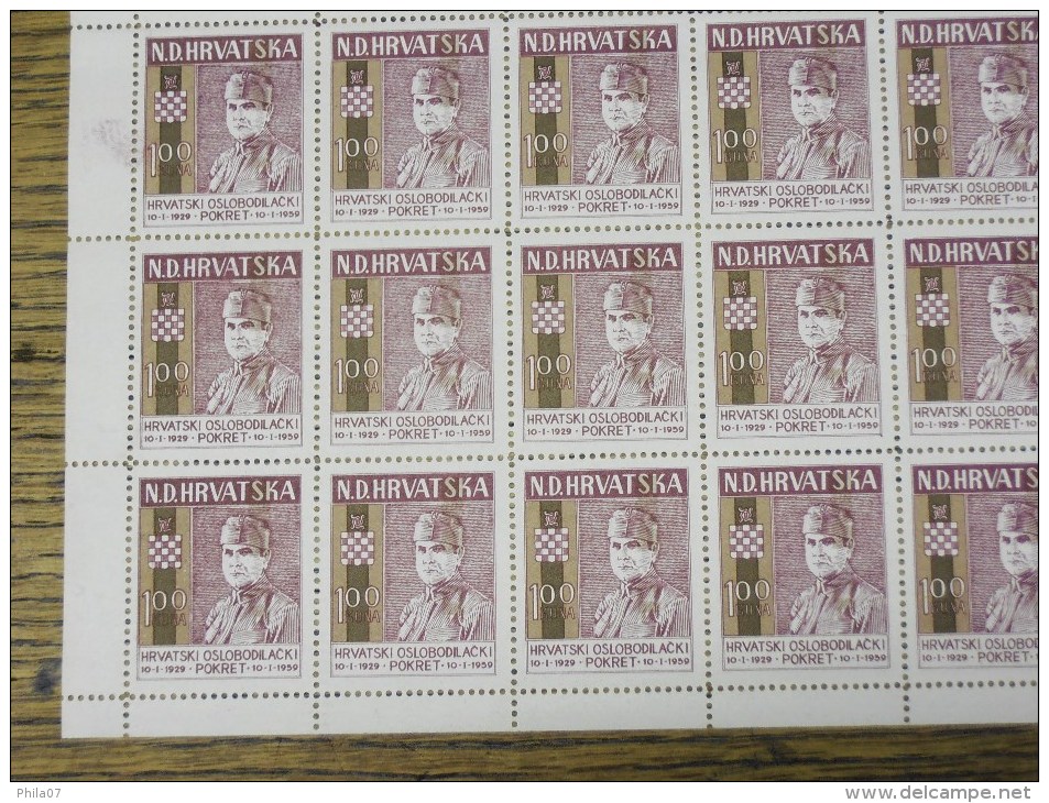 Croatia Exile Edition For 30th Anniversary Of Ustasha Movement, Paveli&#263;. Complete Sheet. See Images. - Kroatien