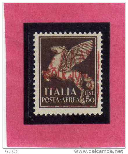 ZANTE 1943 AMMINISTRAZIONE CIVILE GRECA AEREA ITALY RED OVERPRINTED SOPRASTAMPA D'ITALIA ROSSA CENT. 50 MNH SIGNED - Occ. Allemande: Zante