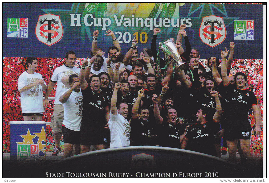 CPM RUGBY STADE TOULOUSAIN CHAMPION D EUROPE 2010 COUPE LIESSE JOUEURS DOS CALENDRIER DES MATCHS - Rugby