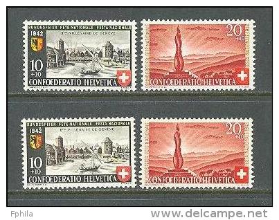 1942 SWITZERLAND PRO PATRIA 2x Sets MICHEL: 408-409 MH * - Neufs