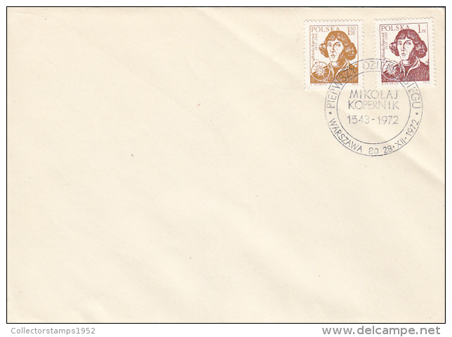 2170- NICHOLAUS COPERNICUS, STAMP AND SPECIAL POSTMARK ON COVER, 1972, POLAND - Astrology